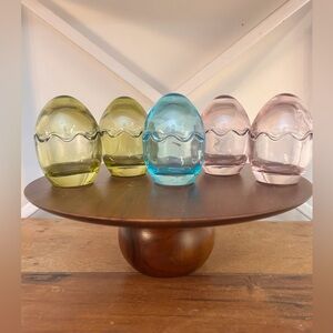 VTG 5 Pastel Glass Easter Egg Candy Dish